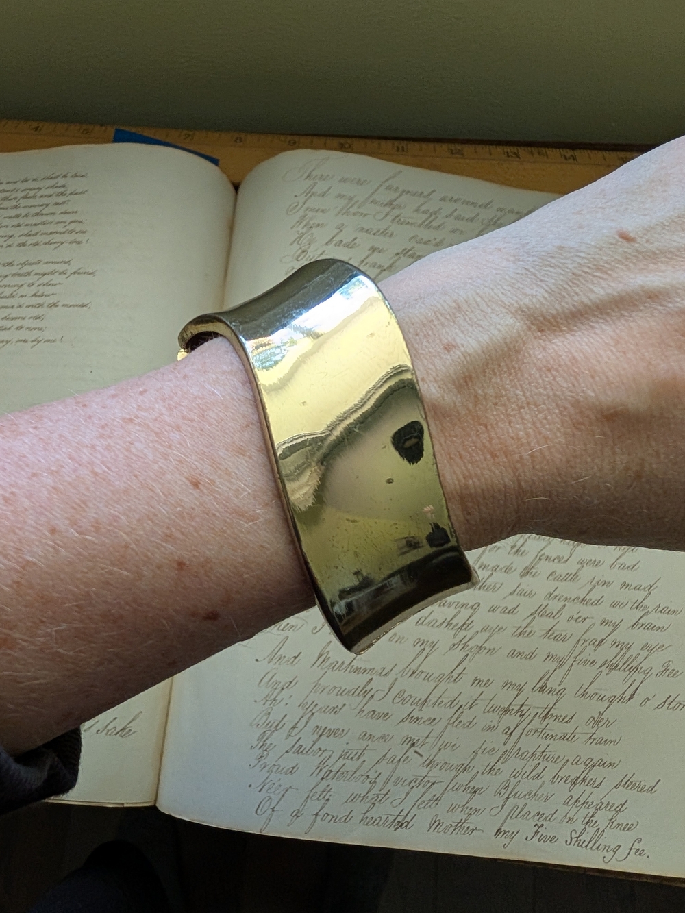 Gold Metallic Wide Cuff Bracelet - Elegant Gold Wristband